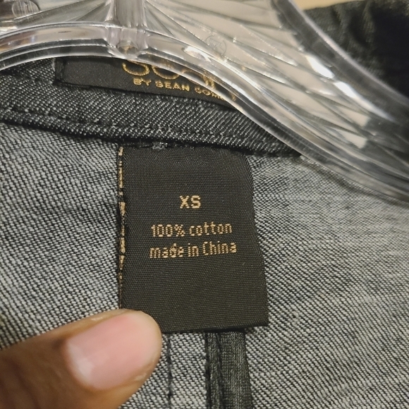 Sean by Sean Combs | Dark Blue Denim V-Neck Midi Length Wrap Dress (Size XS) - Picture 4 of 15